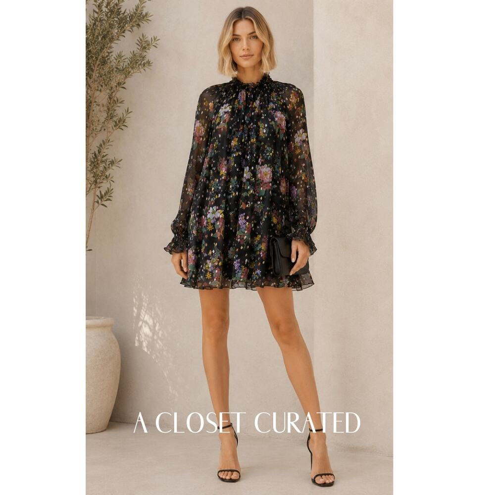 Amur Yael Aline Mini Dress 4 Black Floral